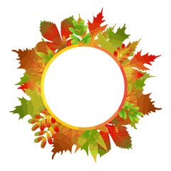 A text frame made of autumn leaves