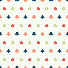 Seamless pattern with colorful playing cards suits
