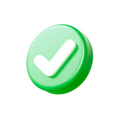 Check mark icon isolated over white background. 3d rendering.