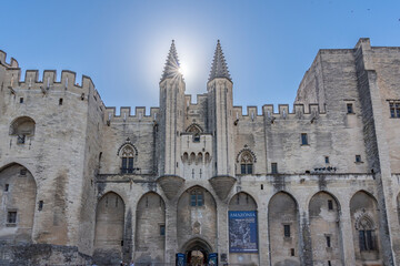Fototapeta na wymiar Papal palace in Avignon of France, Palais des Papes