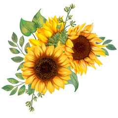 Sunflower bouquet art painting