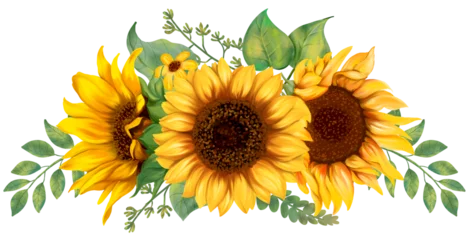 Fotobehang Sunflower bouquet art painting © nespix