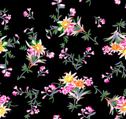 Seamless Floral Pattern in vector.Vector seamless pattern collection.Wild flowers, leaves, branches, candies repeat pattern design set.seamless floral pattern.Handmade. Wallpaper, fabric or design of 