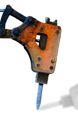 road drill isolated on white background, Dismantling of old asphalt, road drill, Perforator for...