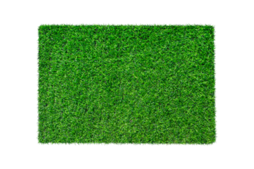 Artificial green carpet grass isolated on transparent background - PNG format.