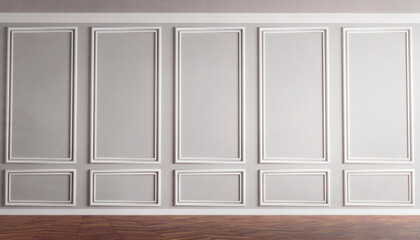 Fototapeta premium Classical wall molding decoration in modern empty luxury home interior. Classy home apartment mockup background.