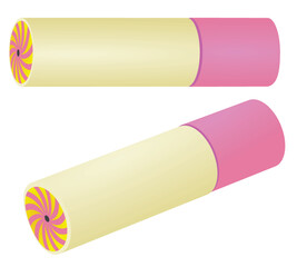 Pink and yellow foam water gun. vector