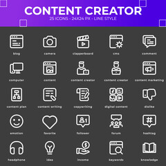 Content Creator Icon Pack With Black Color