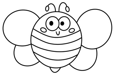 cartoon outline cute bee
