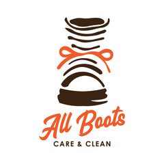 Boots vector illustration in hand drawn style, perfect for boots shop and care business logo design