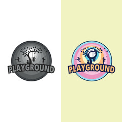 Kids playground. Logo isolated white background