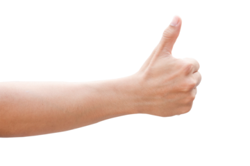 Man hand showing thumbs up isolated on white background with clipping path