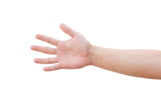 Man hand showing five count isolated on white background with clipping path