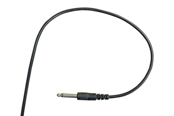 Guitar audio jack with black cable isolated on white background with clipping path