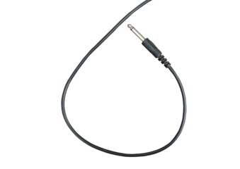 Guitar audio jack with black cable isolated on white background with clipping path