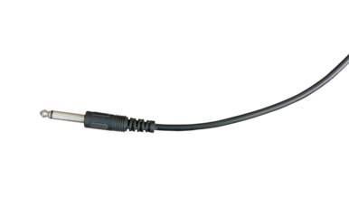 Guitar audio jack with black cable isolated on white background with clipping path