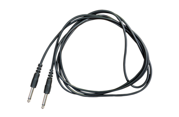 Guitar audio jack with black cable isolated on white background with clipping path