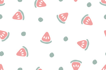 Cute aesthetic watermelon pastel doodle summer cartoon pattern