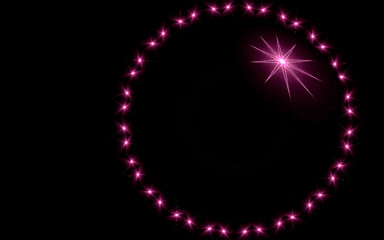 glowing neon lights in the form of a circle on black background