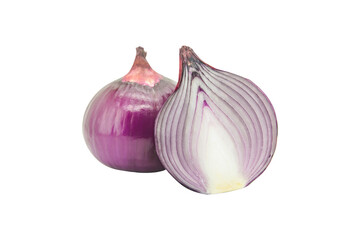 Red sliced onion isolated on white background with clipping path..