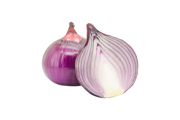 Red sliced onion isolated on white background with clipping path..