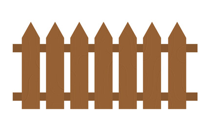 Wooden fence isolated on white background with parallel plank old. Vector illustration