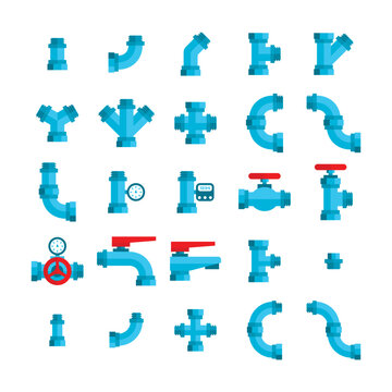 Pipe and Plumbing color icon set image vector image