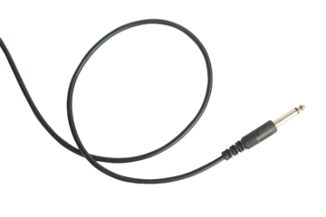 Guitar audio jack with black cable isolated on white background with clipping path.