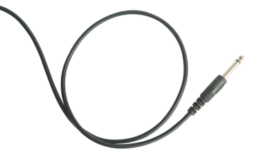 Guitar audio jack with black cable isolated on white background with clipping path.