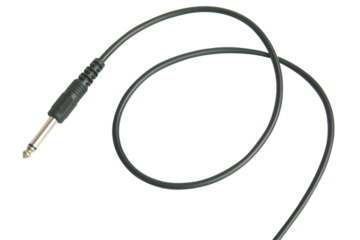 Guitar audio jack with black cable isolated on white background with clipping path.