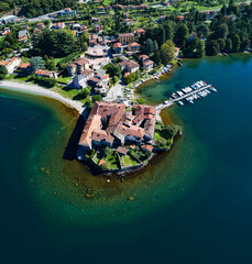 Aerial view of the village of Lierna on Lake Como, Italy