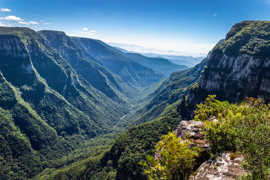 Canyon in idyllic rainforest Landscape - Rio Grande do Sul state, Brazil
