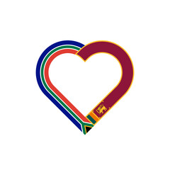 unity concept. heart ribbon icon of south africa and sri lanka flags. vector illustration isolated on white background