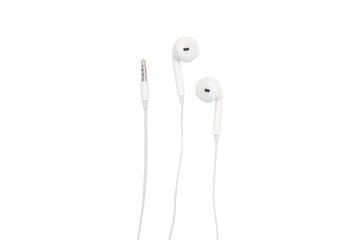 white earphones isolated on white background with clipping path