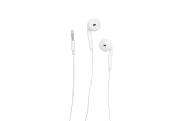 white earphones isolated on white background with clipping path