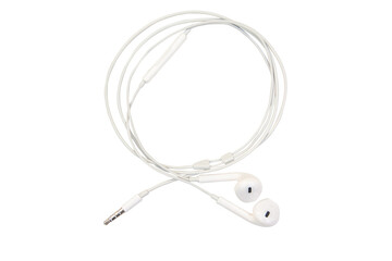white earphones isolated on white background with clipping path