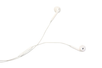 white earphones isolated on white background with clipping path