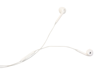 white earphones isolated on white background with clipping path