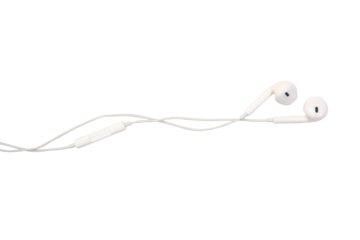 white earphones isolated on white background with clipping path
