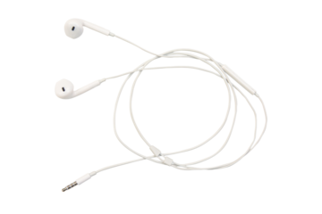 white earphones isolated on white background with clipping path