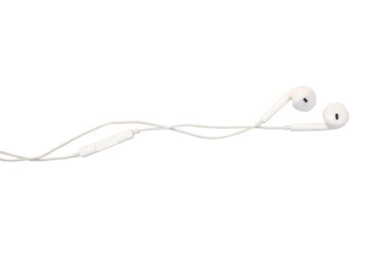 white earphones isolated on white background with clipping path