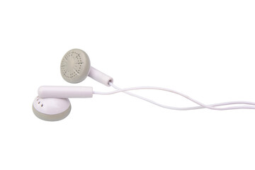 white earphones isolated on white background with clipping path