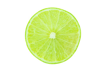 Slice of green lime isolated on white background. with clipping path
