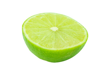Slice of green lime isolated on white background. with clipping path