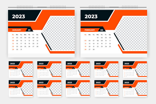 Modern professional 2023 desk calendar design, 2023  abstract desk calendar design template