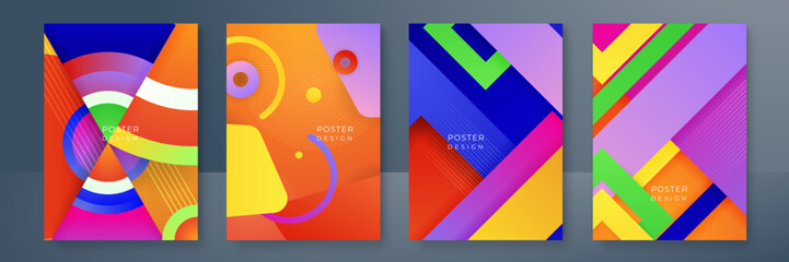 Colourful backgrounds set with modern abstract blurred color gradient patterns. Smooth templates collection for brochures, posters, banners, flyers and cards. Vector illustration. - obrazy, fototapety, plakaty
