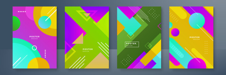 Bright color background with mesh gradient texture for minimal dynamic cover design. Blue, pink, red, yellow. Vector illustration for your graphic design, banner, summer or aqua poster