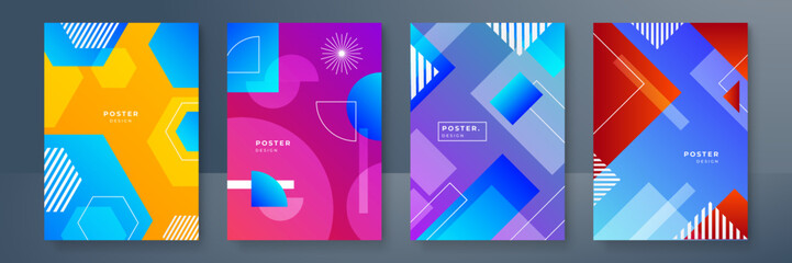 Modern abstract covers set, minimal covers design. Colorful geometric background, vector illustration.