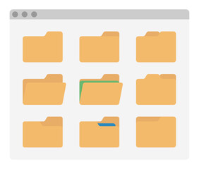 desktop interface window with folders shape icon isolated simple ui vector flat illustration