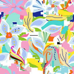 a dimensional pattern suitable for textiles consisting of abstract geoemetric objects